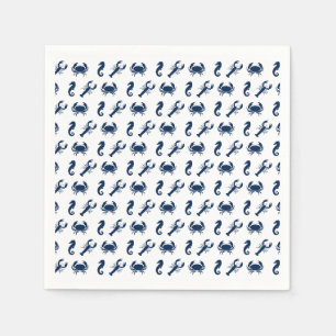 Serviette En Papier Nautique Sea Animaux motifs homard crabe hippocamp