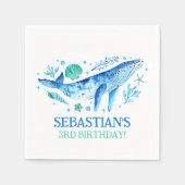 Serviette En Papier Nautique sous le Sea Party Baleine aquarelle (Devant)