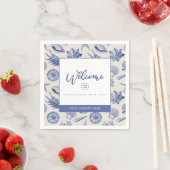 Serviette En Papier Nautique Thème Bleu Coquille Personnalisé Papier N (En situation)