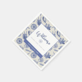 Serviette En Papier Nautique Thème Bleu Coquille Personnalisé Papier N (Coin)