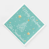 Serviette En Papier Nautique Vague de Noël bleu (Coin)