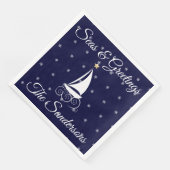 Serviette En Papier Nautique voilier bleu marine de Noël (Coin)