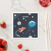 Serviette En Papier Navette spatiale Voyage Lune Étoiles Papier person (En situation)