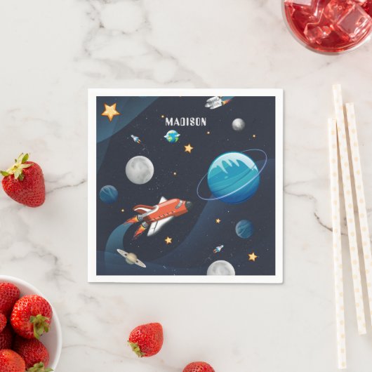 Serviette En Papier Navette spatiale Voyage Lune Étoiles Papier person (En situation)