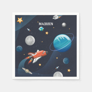 Serviette En Papier Navette spatiale Voyage Lune Étoiles Papier person