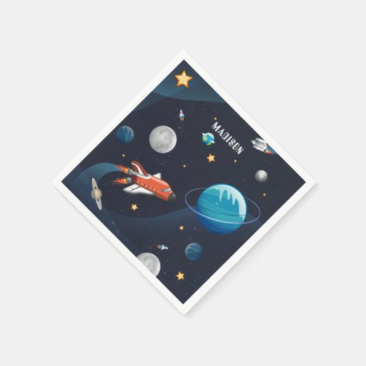 Serviette En Papier Navette spatiale Voyage Lune Étoiles Papier person (Coin)
