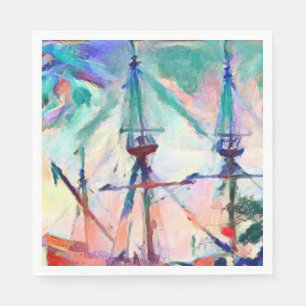 Serviette En Papier navire à voile dans le port