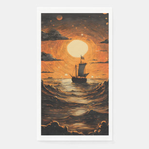 Serviette En Papier Navire naviguant la nuit