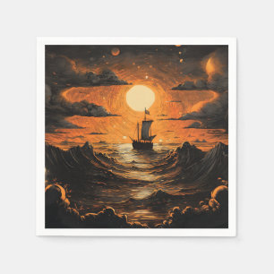 Serviette En Papier Navire naviguant la nuit
