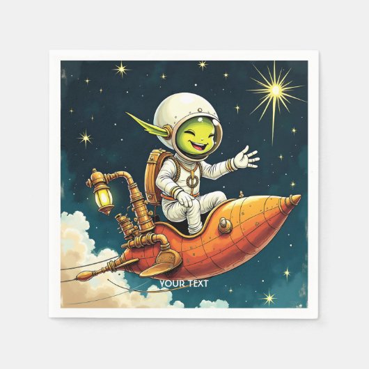 Serviette En Papier Navire spatial Alien mignon Imaginaire (Devant)