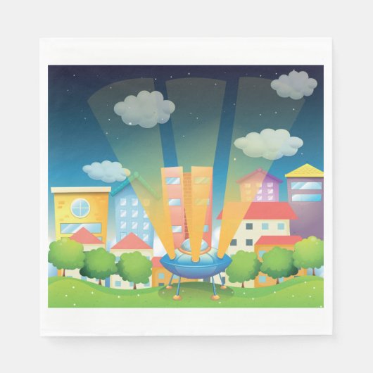 Serviette En Papier Navire Spatiale Dans Le Papier De La Ville (Devant)