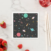 Serviette En Papier navires à fusée et planètes dans l'espace (En situation)