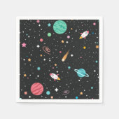 Serviette En Papier navires à fusée et planètes dans l'espace (Devant)