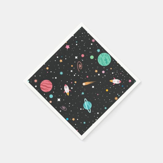 Serviette En Papier navires à fusée et planètes dans l'espace (Coin)