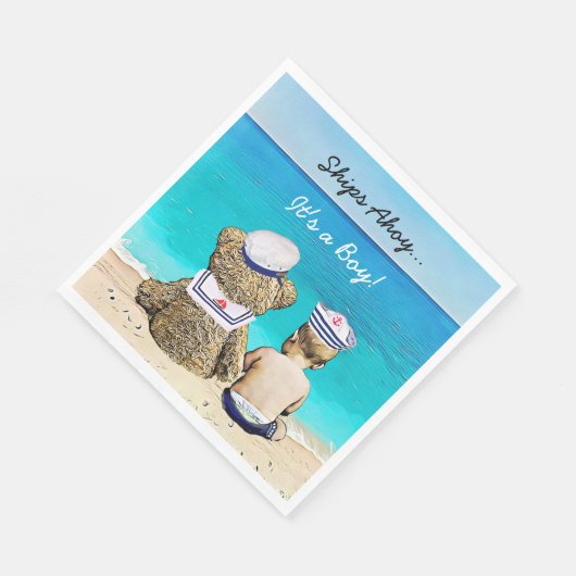 Serviette En Papier Navires Ahoy, C'est un garçon, Baby shower nautiqu (Coin)