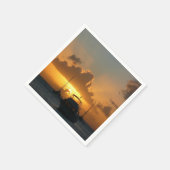 Serviette En Papier Navires et Sunset Tropical Seascape (Coin)