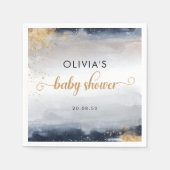 Serviette En Papier Navy and Gold Baby Shower Napkin (Devant)