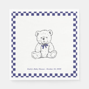 Serviette En Papier Navy Blue à damiers Teddy Bear-Our Little Cub