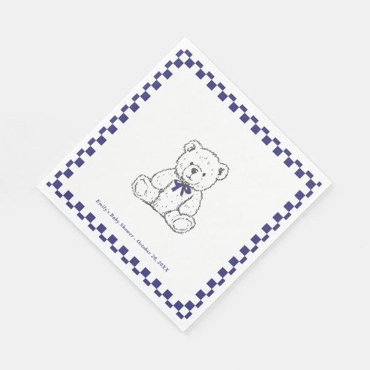 Serviette En Papier Navy Blue à damiers Teddy Bear-Our Little Cub (Coin)