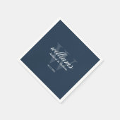 Serviette En Papier Navy Blue and White Monogram Wedding (Coin)