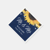Serviette En Papier Navy Blue Burlap String Lights Sunflower Wedding (Coin)