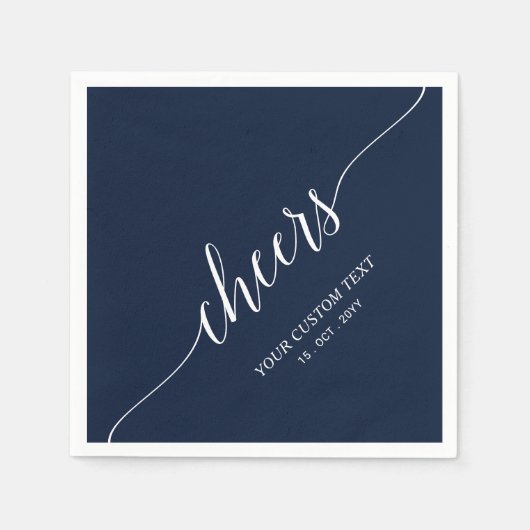 Serviette En Papier Navy Blue Elegant Stylish Letting Cheers Event (Devant)