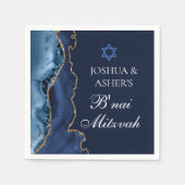 Serviette En Papier Navy Blue Gold B'nai Mitzvah Elegant Party (Devant)