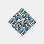 Serviette En Papier Navy Blue Gold Nordic Christmas Forest Pattern (Coin)