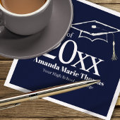 Serviette En Papier Navy Blue Graduation Cap Class of 20XX Name