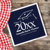 Serviette En Papier Navy Blue Graduation Cap Class of 20XX Name
