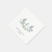 Serviette En Papier Navy Blue Script M. et Mme. | Mariage verdoyant (Coin)