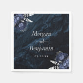 Serviette En Papier Navy Blue Silver Floral Wedding (Devant)