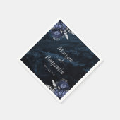 Serviette En Papier Navy Blue Silver Floral Wedding (Coin)