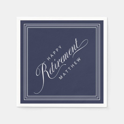 Serviette En Papier Navy Blue Simple Elegant Retraite Party (Devant)