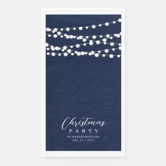 Serviette En Papier Navy Blue String Lights Élégante Soirée d'encourag (Devant)