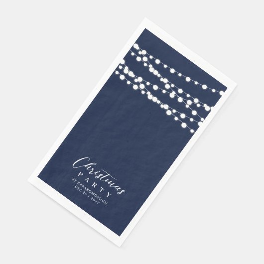 Serviette En Papier Navy Blue String Lights Élégante Soirée d'encourag (Coin)