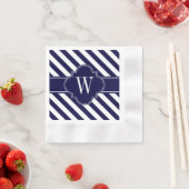 Serviette En Papier Navy Blue White Stripes (En situation)