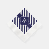 Serviette En Papier Navy Blue White Stripes (Coin)