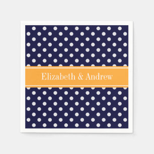 Serviette En Papier Navy Blue Wht Polka Dots Cantaloupe