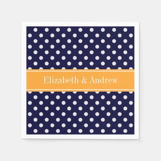 Serviette En Papier Navy Blue Wht Polka Dots Cantaloupe (Devant)