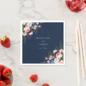 Serviette En Papier Navy Blue Wildflower Floral Wedding (En situation)
