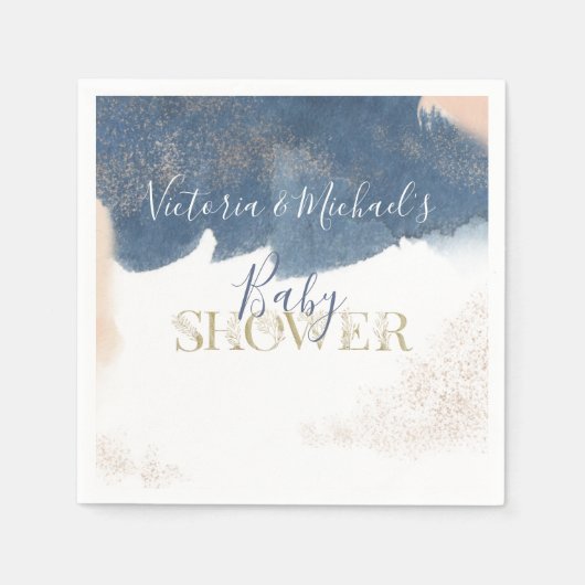 Serviette En Papier Navy Blush Gold Bébé Reveal Douche invitation (Devant)