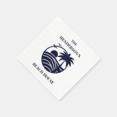 Serviette En Papier Navy Coastal Palm Tree Beach House (Coin)