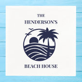 Serviette En Papier Navy Coastal Palm Tree Beach House
