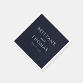 Serviette En Papier Navy Élégant Typographique (Coin)