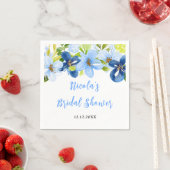 Serviette En Papier Navy et Baby Blue Fleurs de Mariage (En situation)