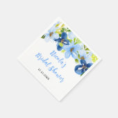 Serviette En Papier Navy et Baby Blue Fleurs de Mariage (Coin)
