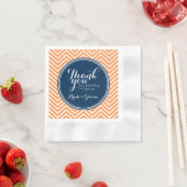 Serviette En Papier Navy et Orange - Mariage Merci Mariés (En situation)