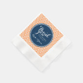 Serviette En Papier Navy et Orange - Mariage Merci Mariés (Coin)