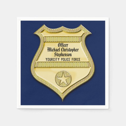 Serviette En Papier Navy Gold Badge Police Graduation/Retirement Party (Devant)